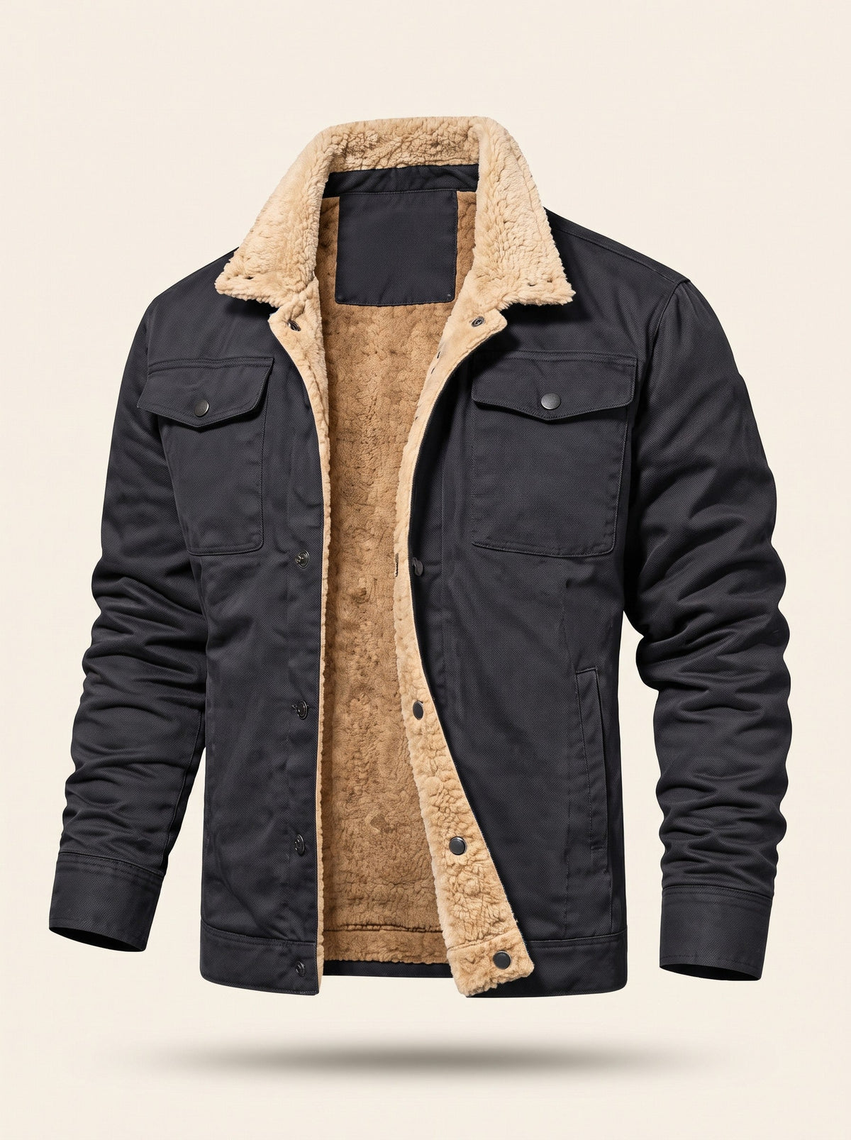 Men's Sherpa Lined Utility Jacket – Black – packshot
