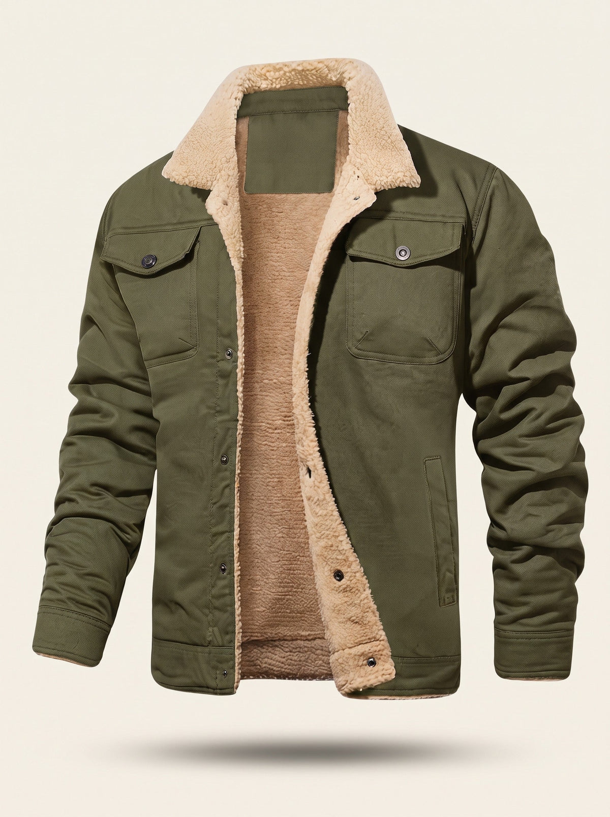 Men's Sherpa Lined Utility Jacket – Green – packshot