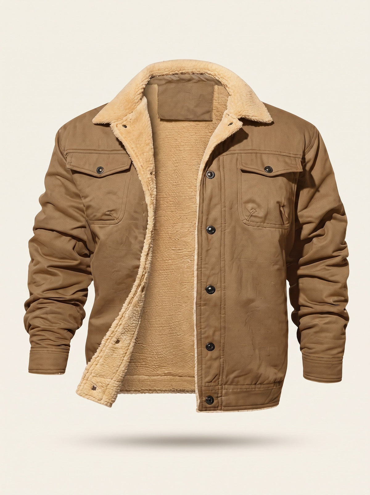 Men's Sherpa Lined Utility Jacket – Khaki – packshot