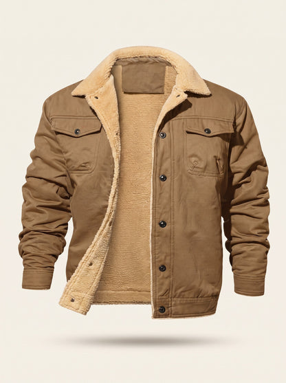 Men's Sherpa Lined Utility Jacket – Khaki – packshot