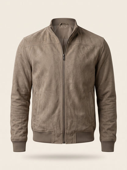 Men's Suede-Feel Bomber Jacket – Khaki – packshot