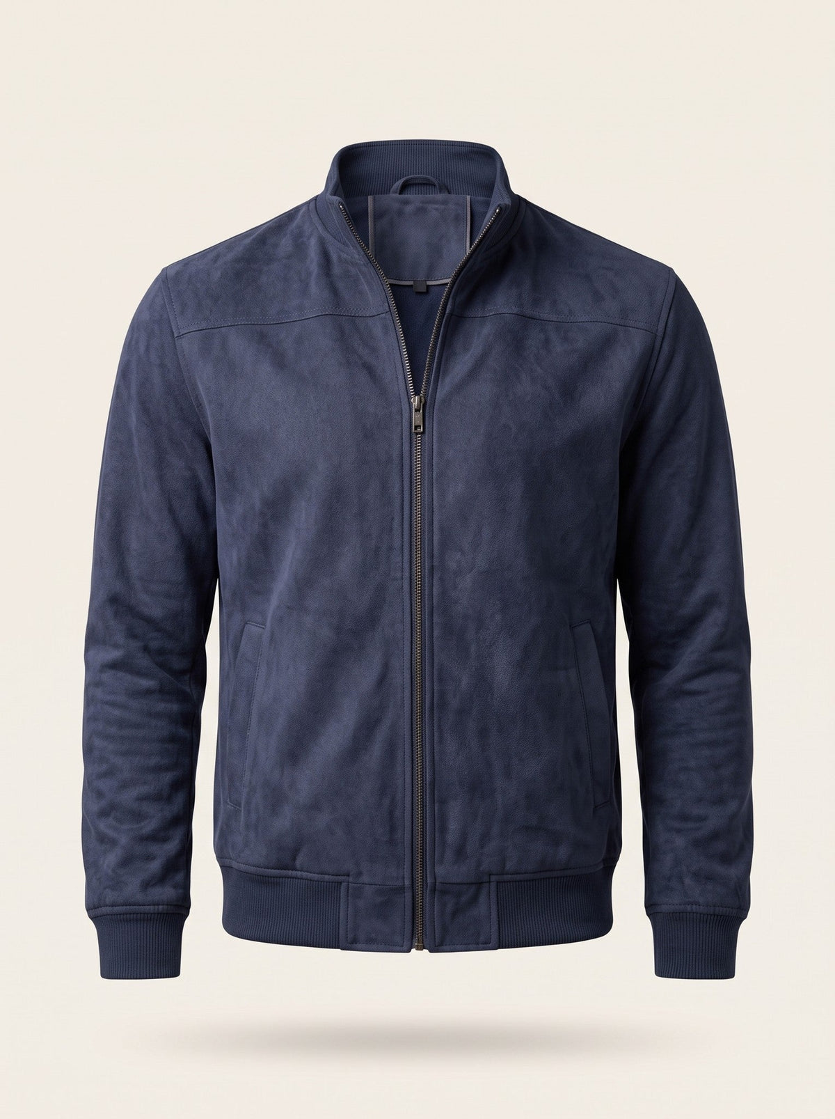 Men's Suede-Feel Bomber Jacket – Navy Blue – packshot