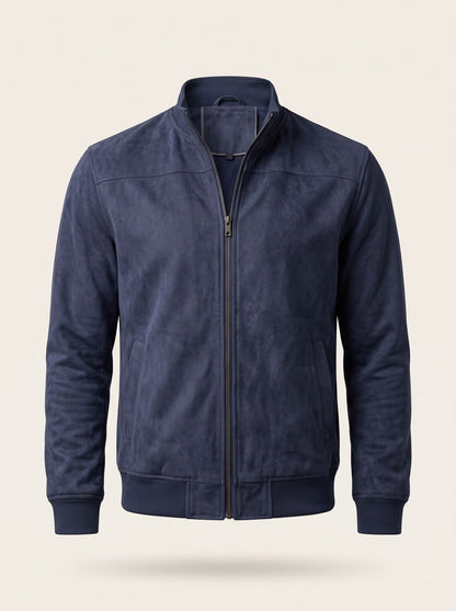 Men's Suede-Feel Bomber Jacket – Navy Blue – packshot