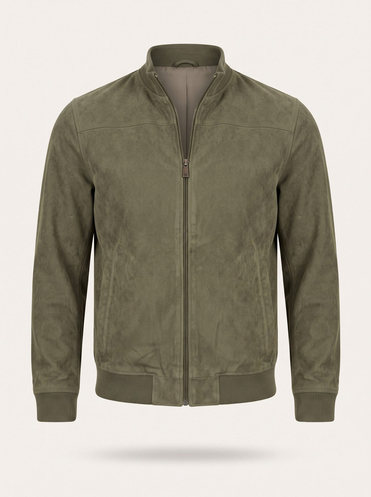 Men's Suede-Feel Bomber Jacket – Olive Green – packshot