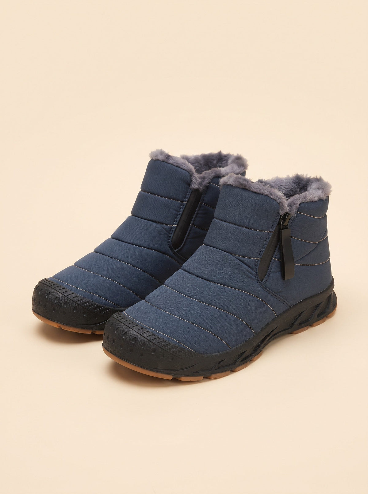Unisex Fleece Lined Snow Boots – Blue – pair, 3/4 view