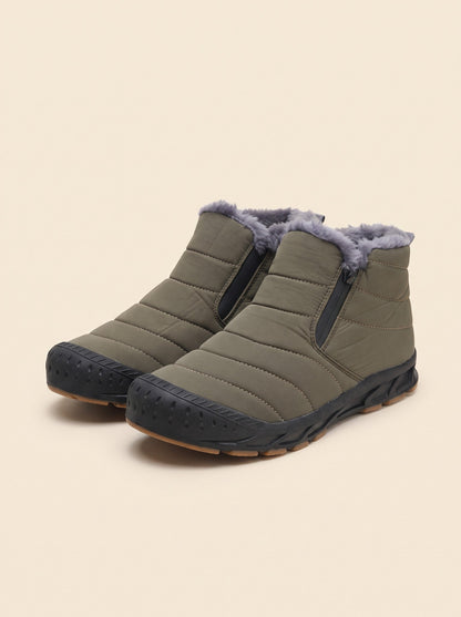 Unisex Fleece Lined Snow Boots – Green – pair, 3/4 view