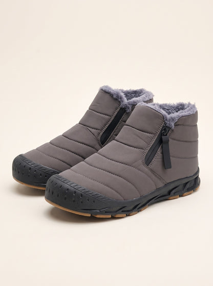 Unisex Fleece Lined Snow Boots – Grey – pair, 3/4 view