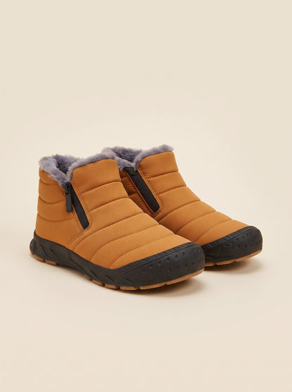 Unisex Fleece Lined Snow Boots – Yellow – pair, 3/4 view