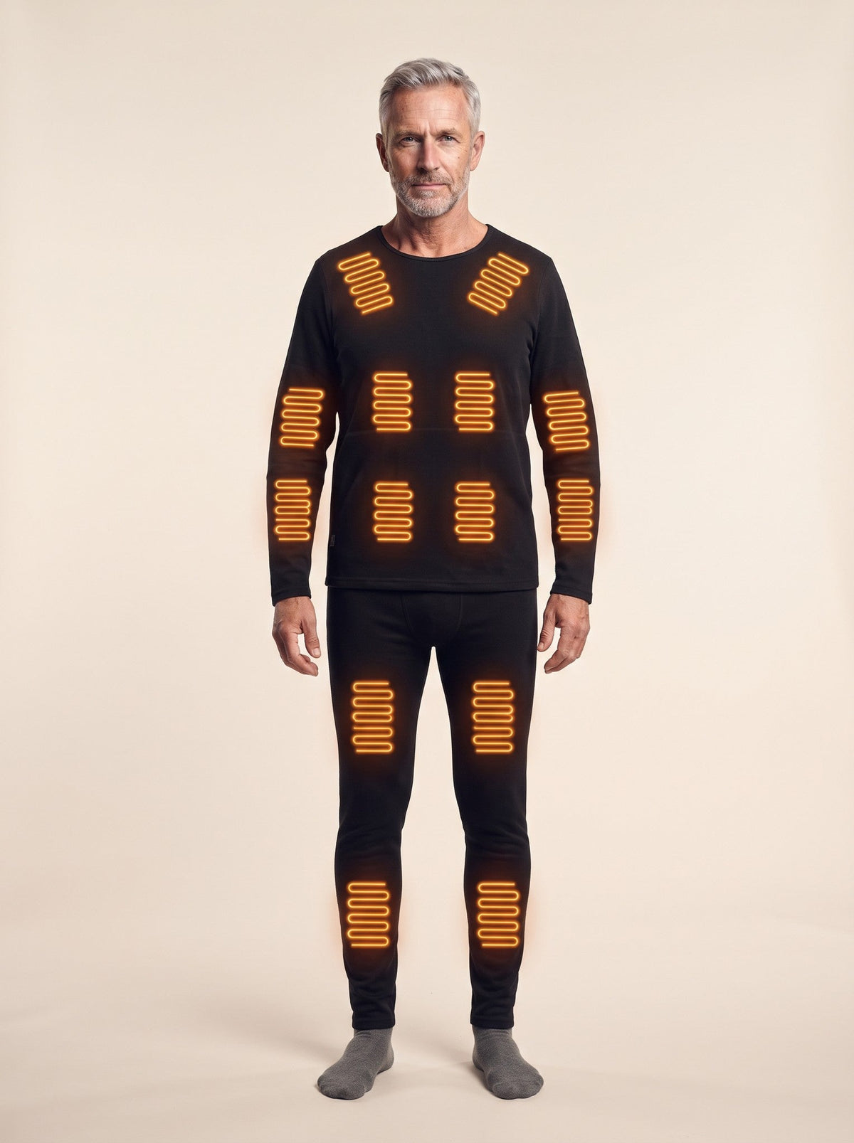 Heated Base Layer Set – on model, heating on