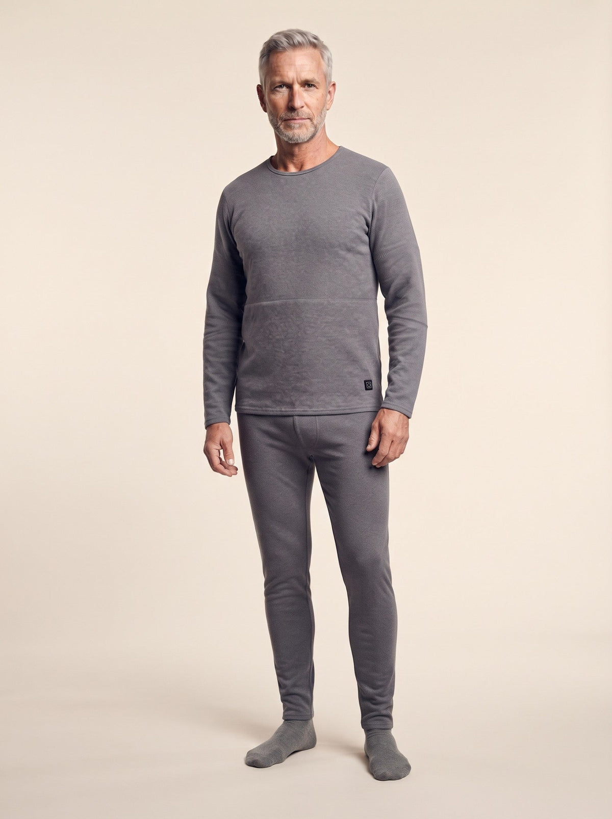 Heated Base Layer Set – Grey – on model