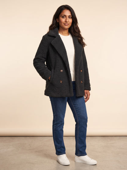 Women's Teddy Jacket – Black – on model
