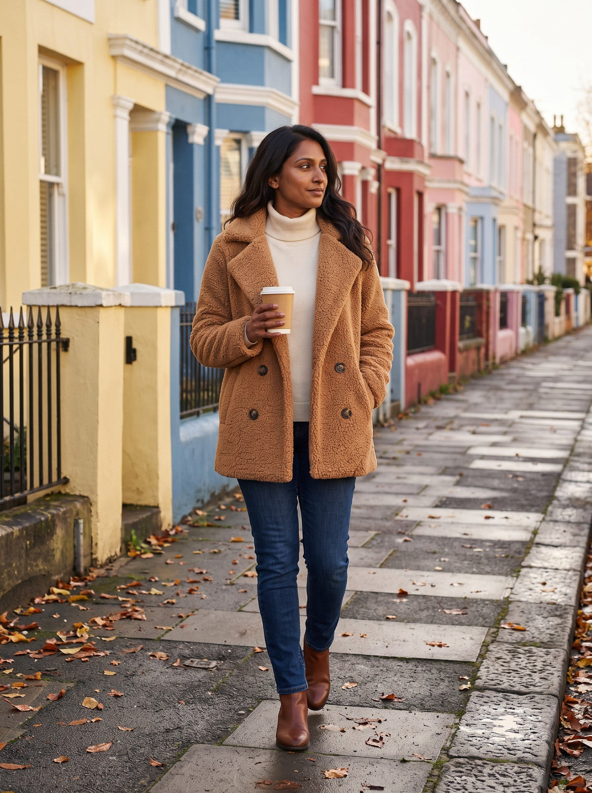 Women's Teddy Jacket – Camel – autumn street look