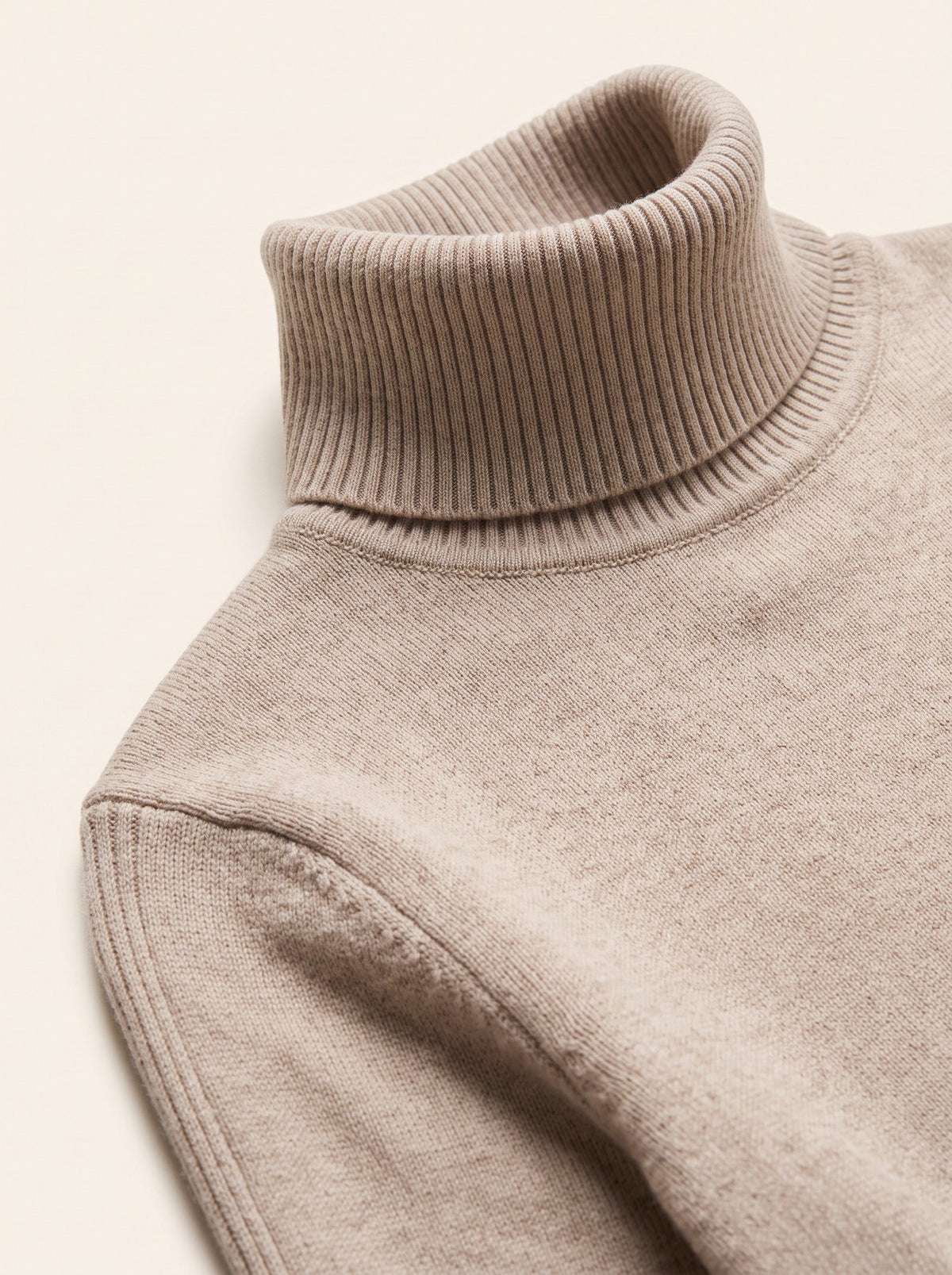 Women's Turtleneck Jumper – Beige – turtleneck and knit detail