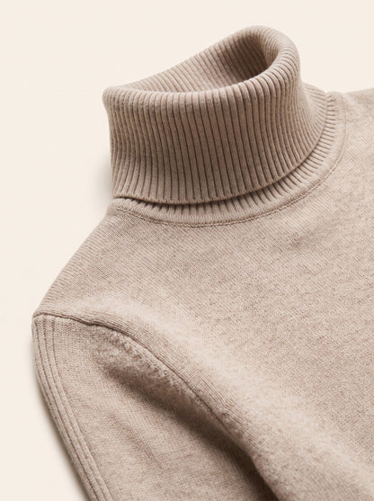 Women's Turtleneck Jumper – Beige – turtleneck and knit detail