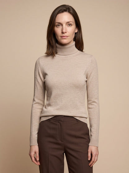Women's Turtleneck Jumper – Beige – front