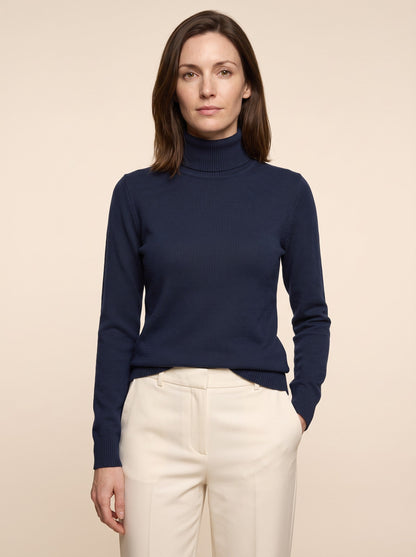 Women's Turtleneck Jumper – Navy Blue – front