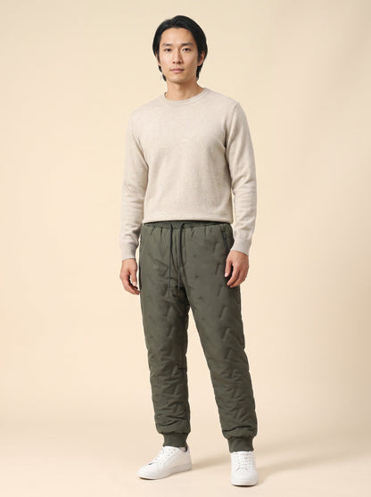 Unisex Fleece-Lined Winter Trousers – Army Green – Elastic Cuff – on model