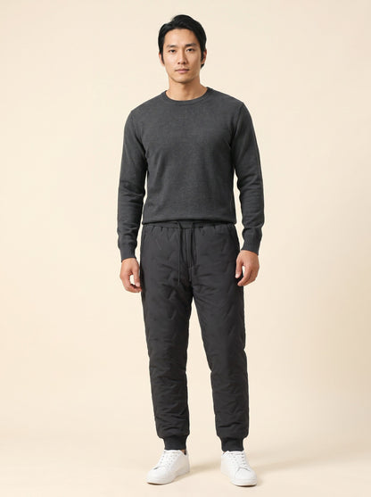 Unisex Fleece-Lined Winter Trousers – Black – Elastic Cuff – on model