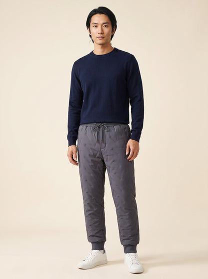 Unisex Fleece-Lined Winter Trousers – Grey – Elastic Cuff – on model