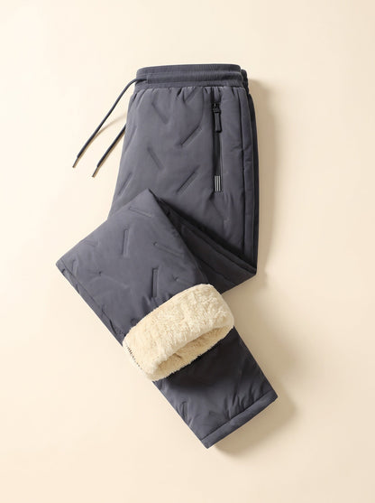Unisex Fleece-Lined Winter Trousers – Grey – Straight Hem – folded, lining view