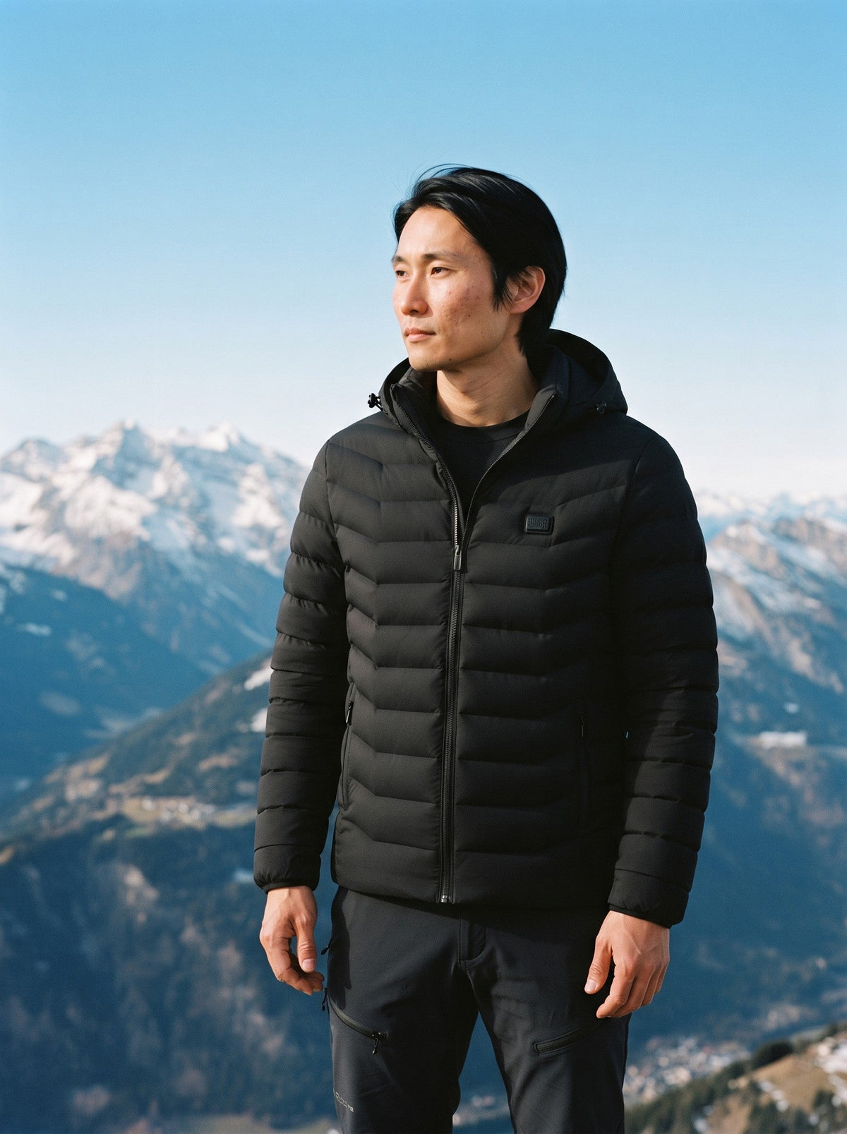 Heated Puffer Jacket – Black – lifestyle