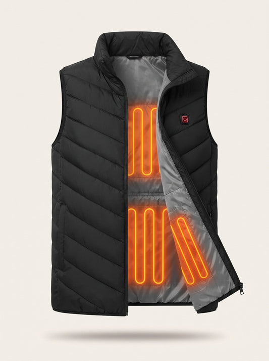 Heated Puffer Gilet – Black – heating zones on
