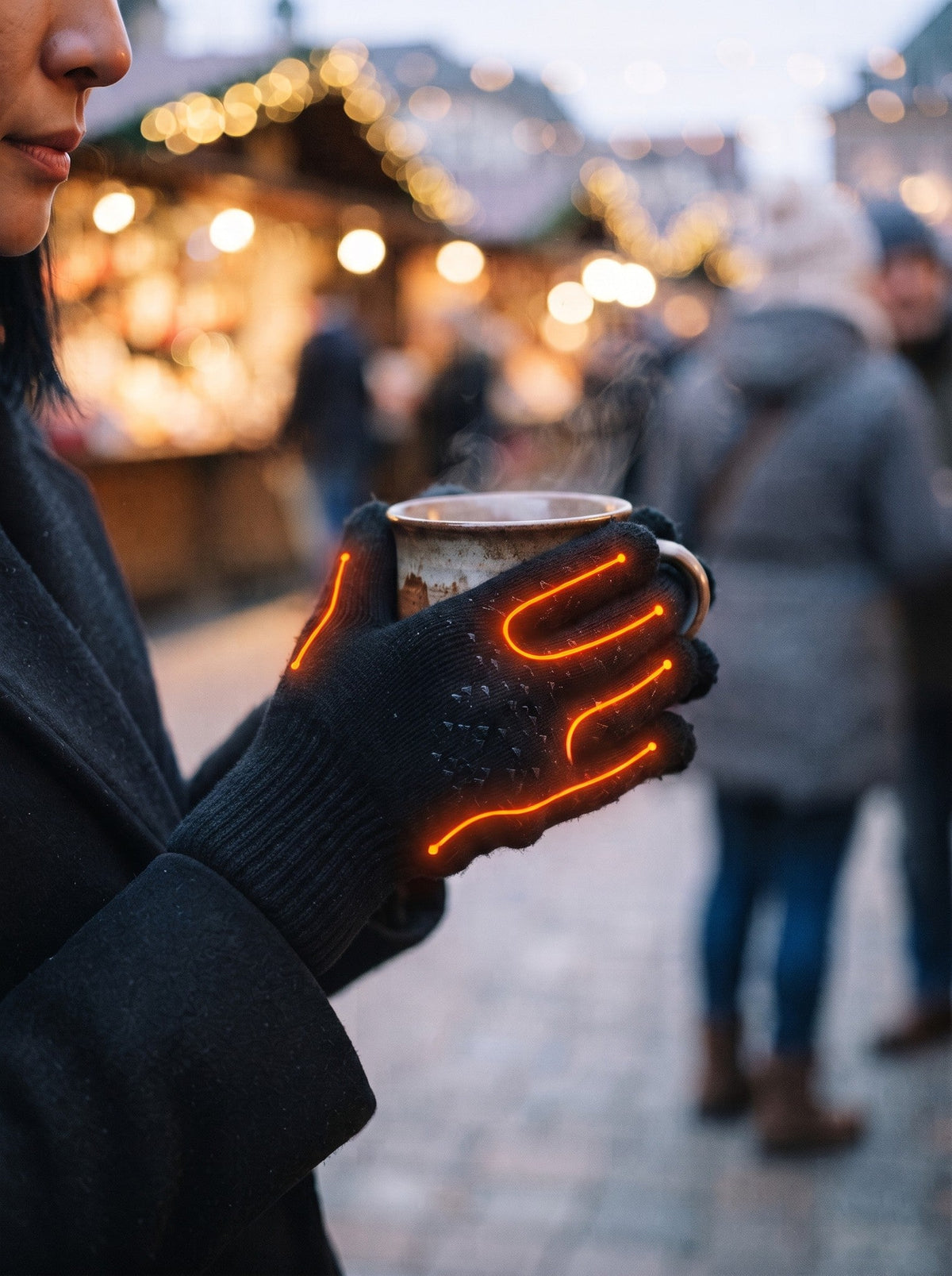 Heated Knitted Gloves – lifestyle, heating on
