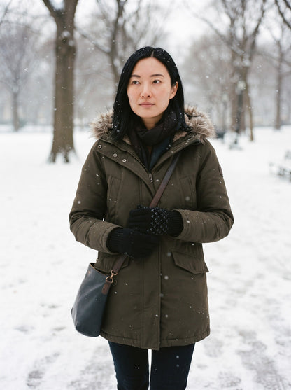 Heated Knitted Gloves – Black – lifestyle