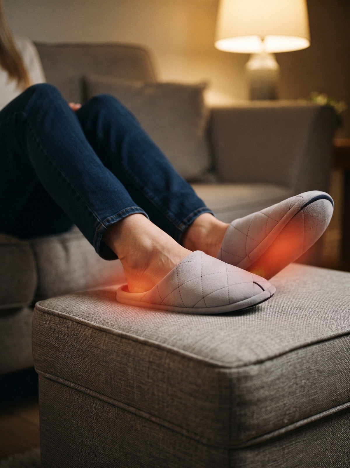 USB Heated Slippers – lifestyle, heating on