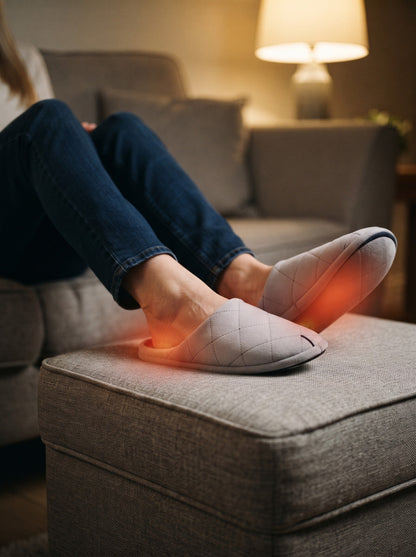 USB Heated Slippers – lifestyle, heating on