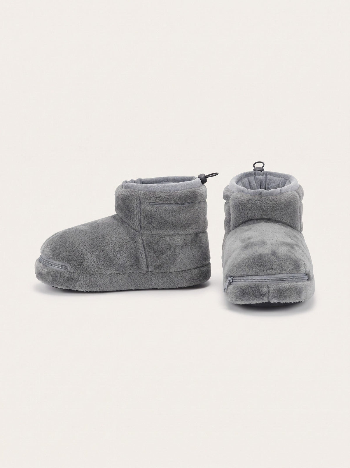 USB Heated Plush Bootie Slippers – Grey – packshot