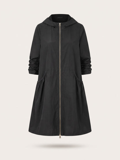 Women's Knee-Length Hooded Raincoat – Black – packshot