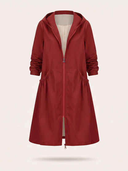 Women's Knee-Length Hooded Raincoat – Red – packshot