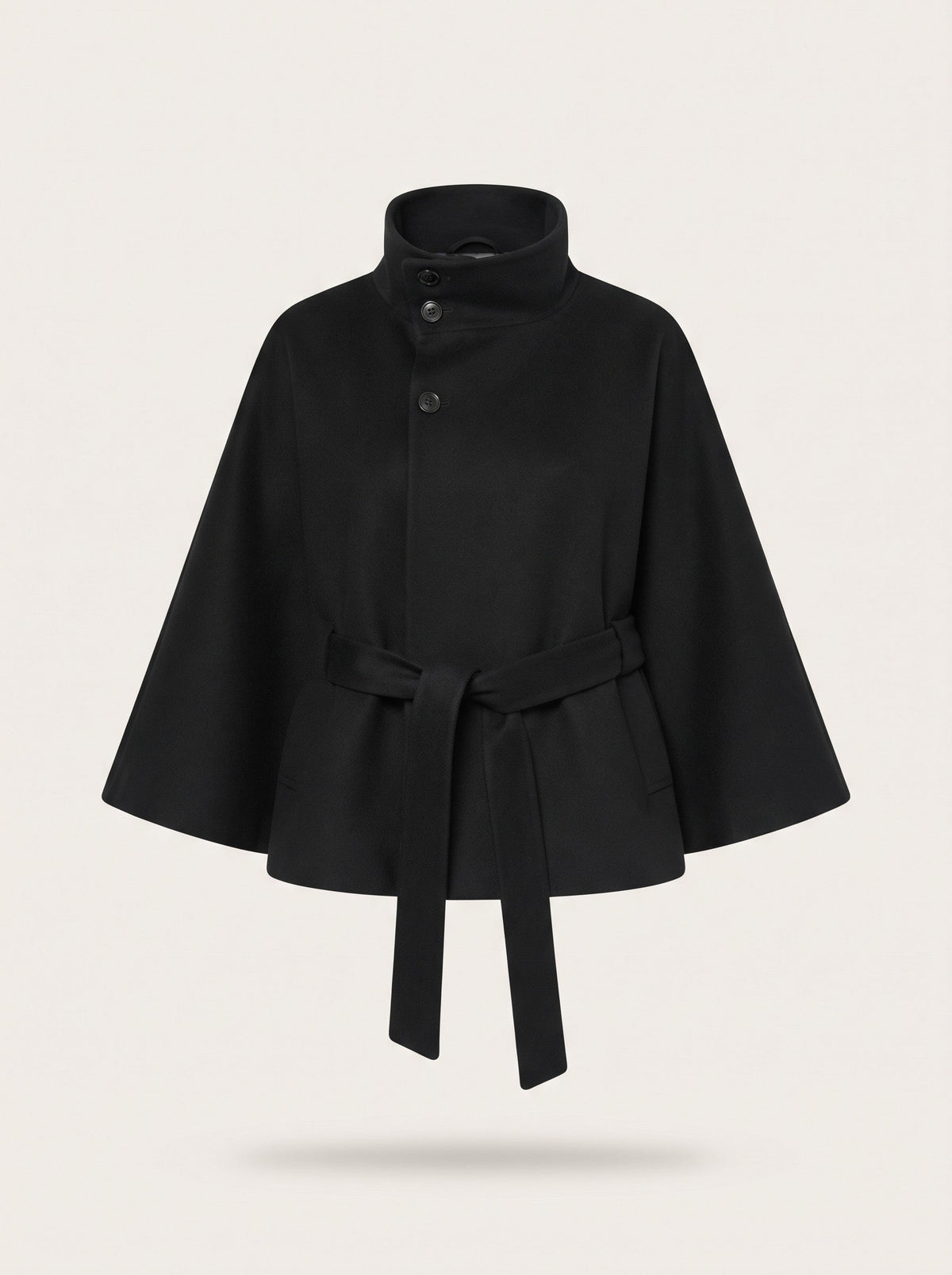 Women's Cape Jacket with High Collar – Black – packshot