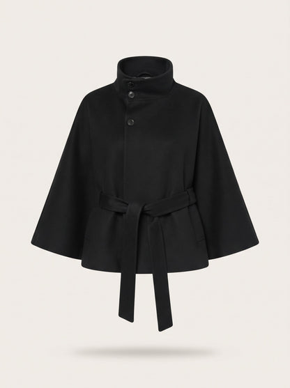 Women's Cape Jacket with High Collar – Black – packshot