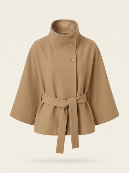 Women's Cape Jacket with High Collar – Camel – packshot
