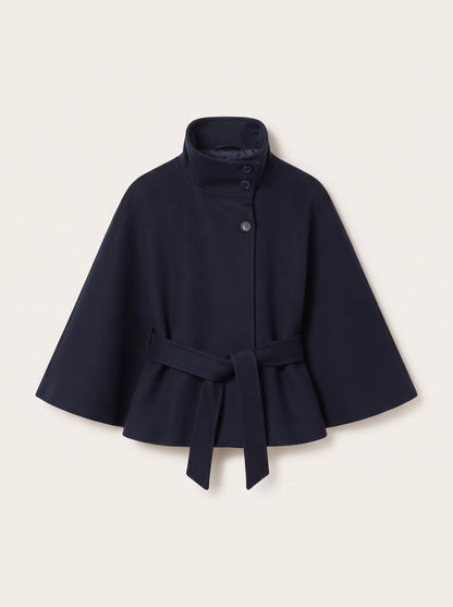 Women's Cape Jacket with High Collar – Navy Blue – packshot