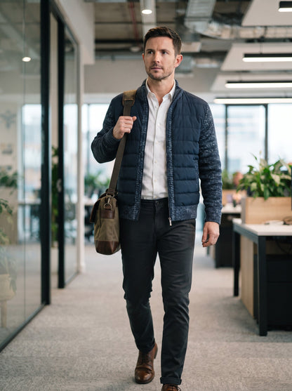 Men's Hybrid Knit Jacket – Navy Blue – lifestyle