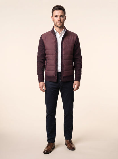 Men's Hybrid Knit Jacket – Burgundy – on model