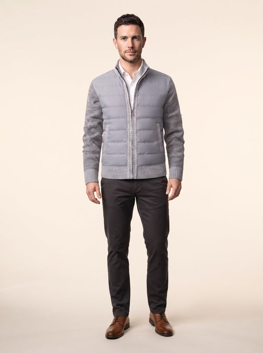 Men's Hybrid Knit Jacket – Light Grey – on model