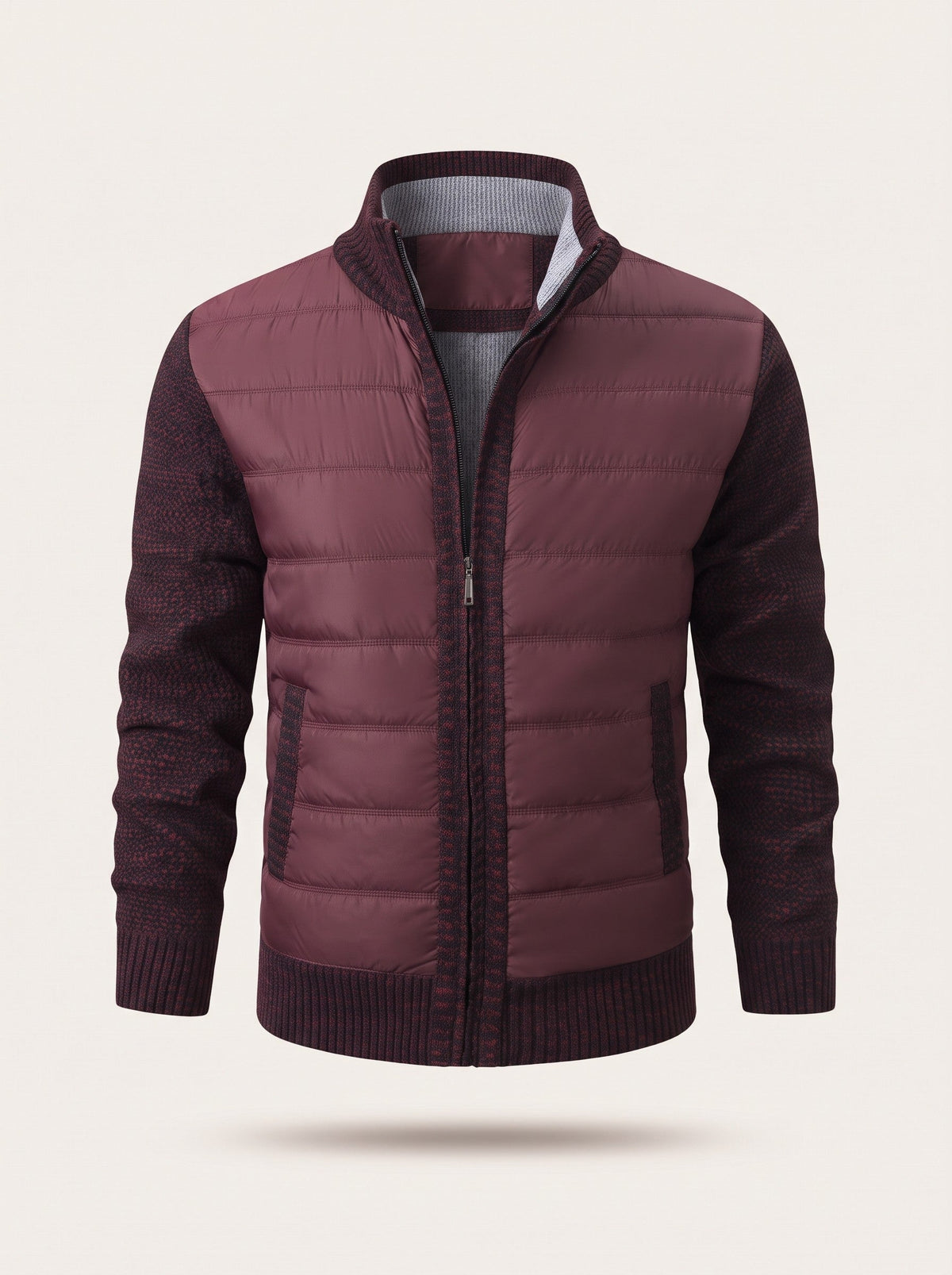 Men's Hybrid Knit Jacket – Burgundy – packshot