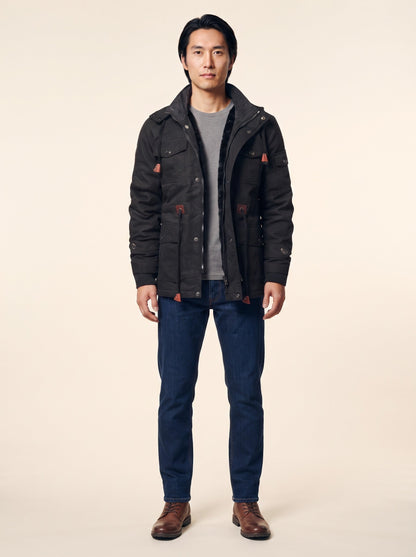 Men's Fleece-Lined Field Jacket – Black – on model