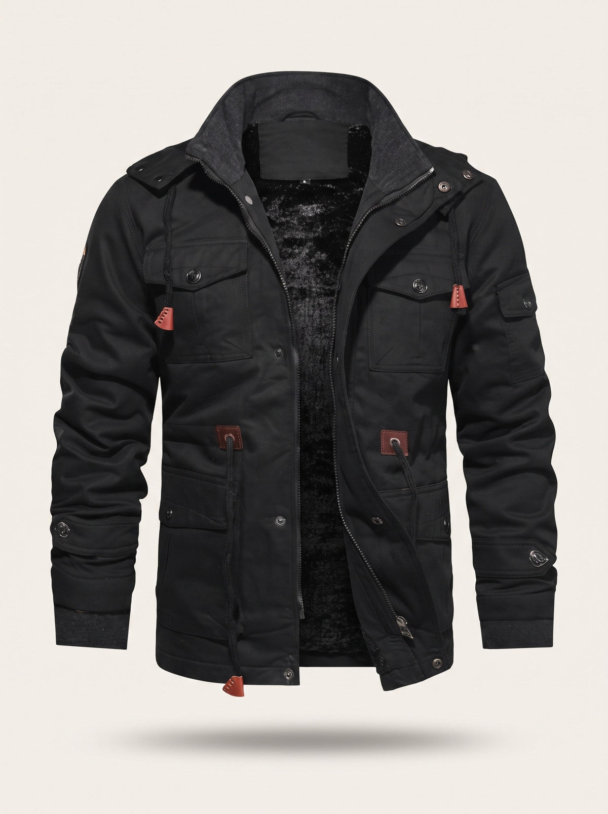 Men's Fleece-Lined Field Jacket – Black – packshot