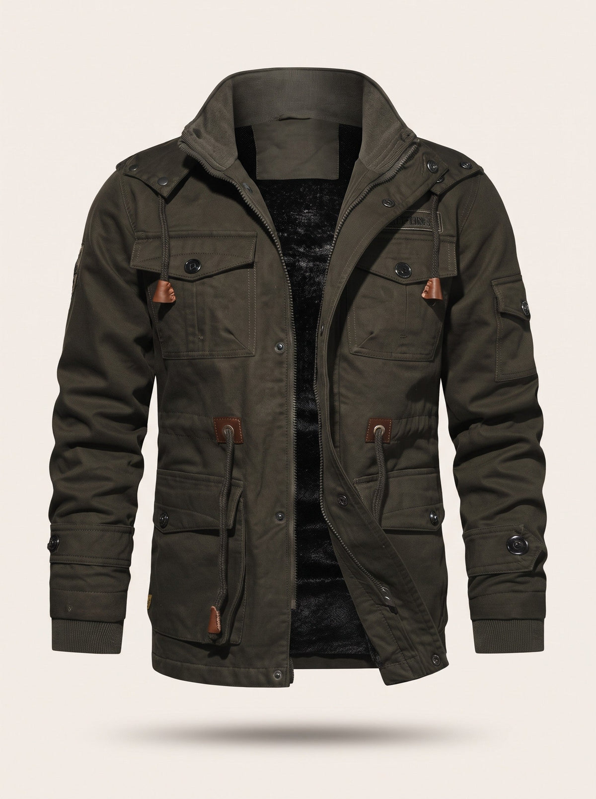 Men's Fleece-Lined Field Jacket – Olive Green – packshot