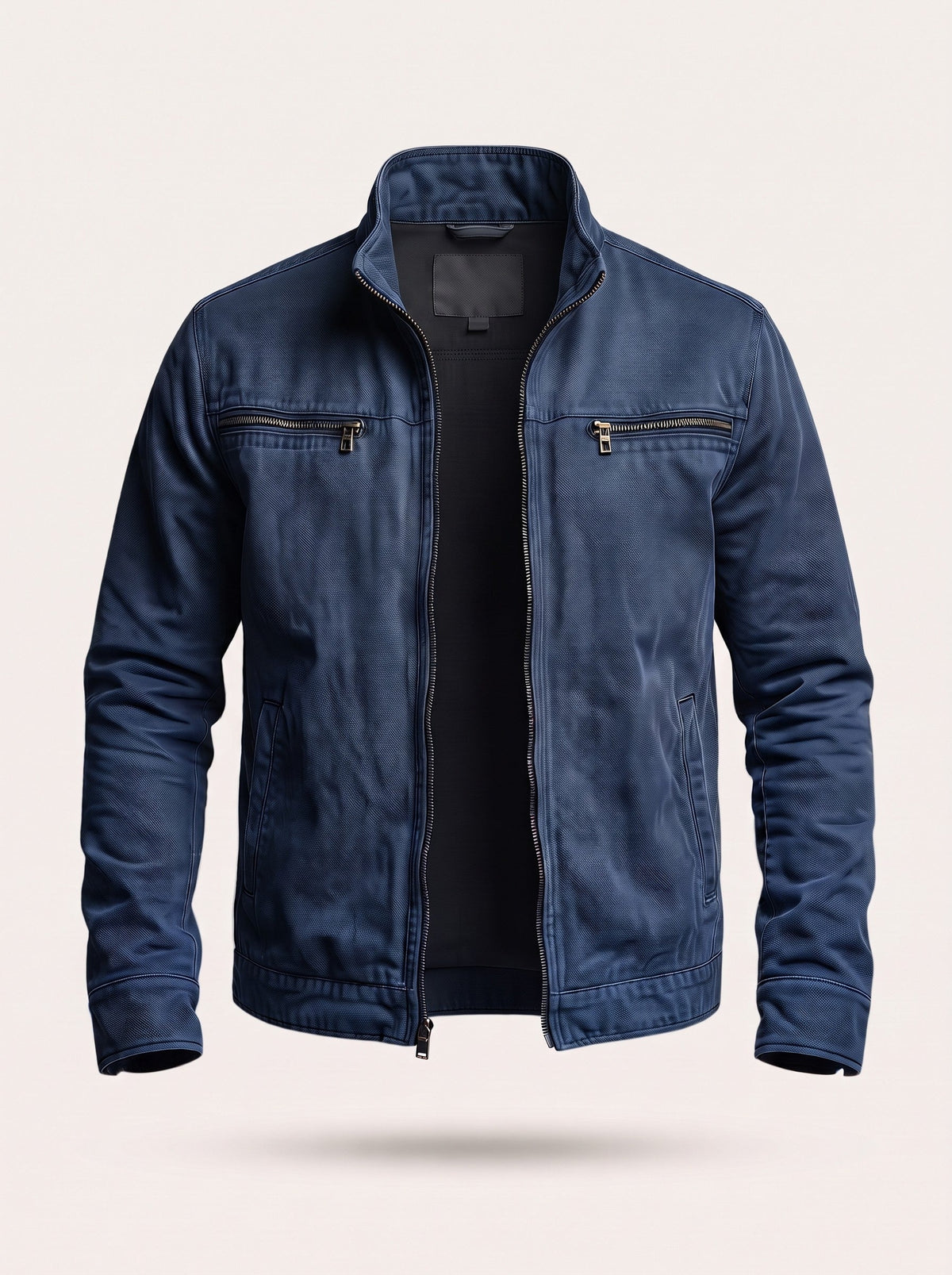 Men's Canvas Zip Jacket with Shirt Collar – Blue – packshot