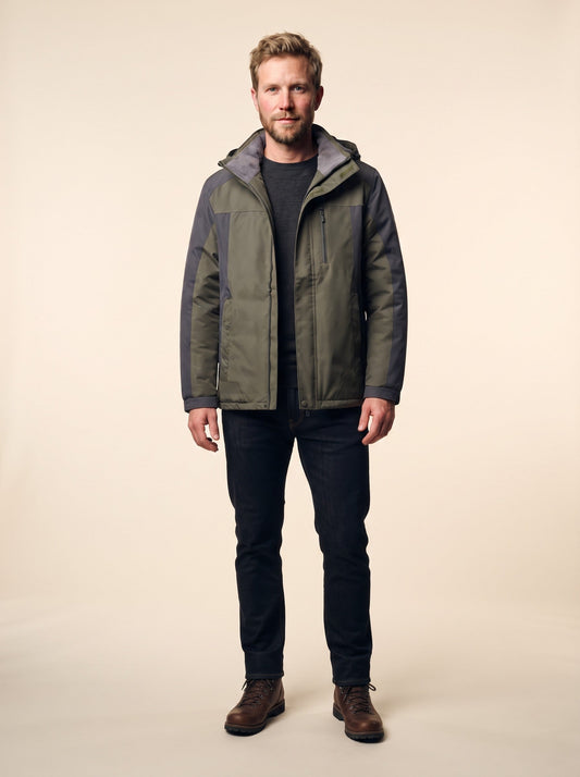 Men's Hooded Winter Parka – Green – on model