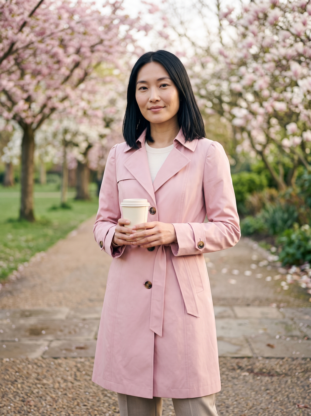 Belted Trench Coat – Pink – park