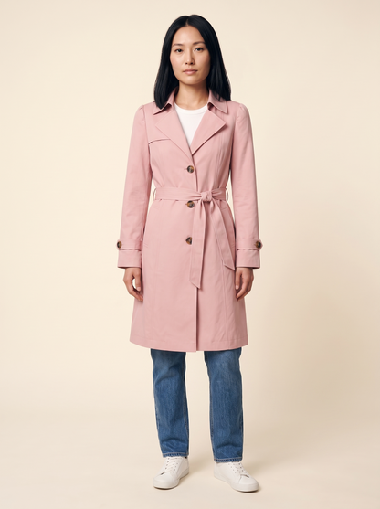 Belted Trench Coat – Pink – on model