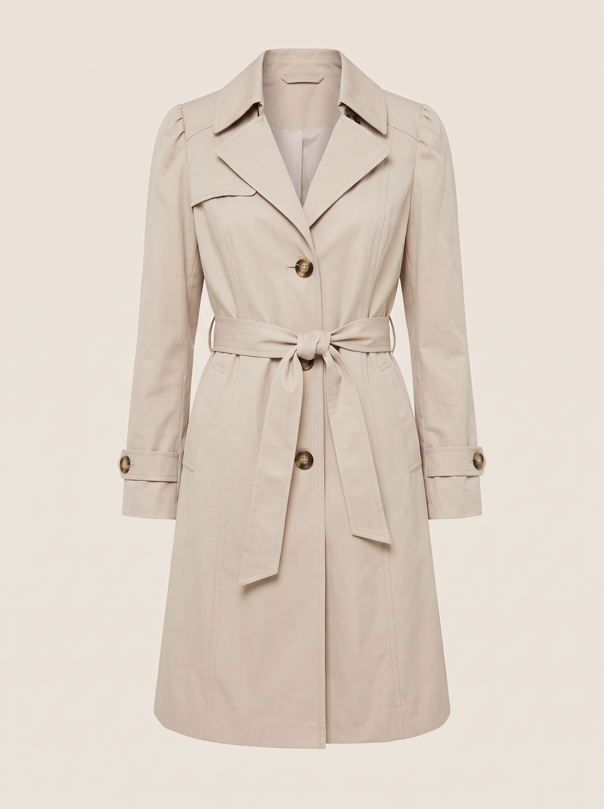 Belted Trench Coat – Beige – product view