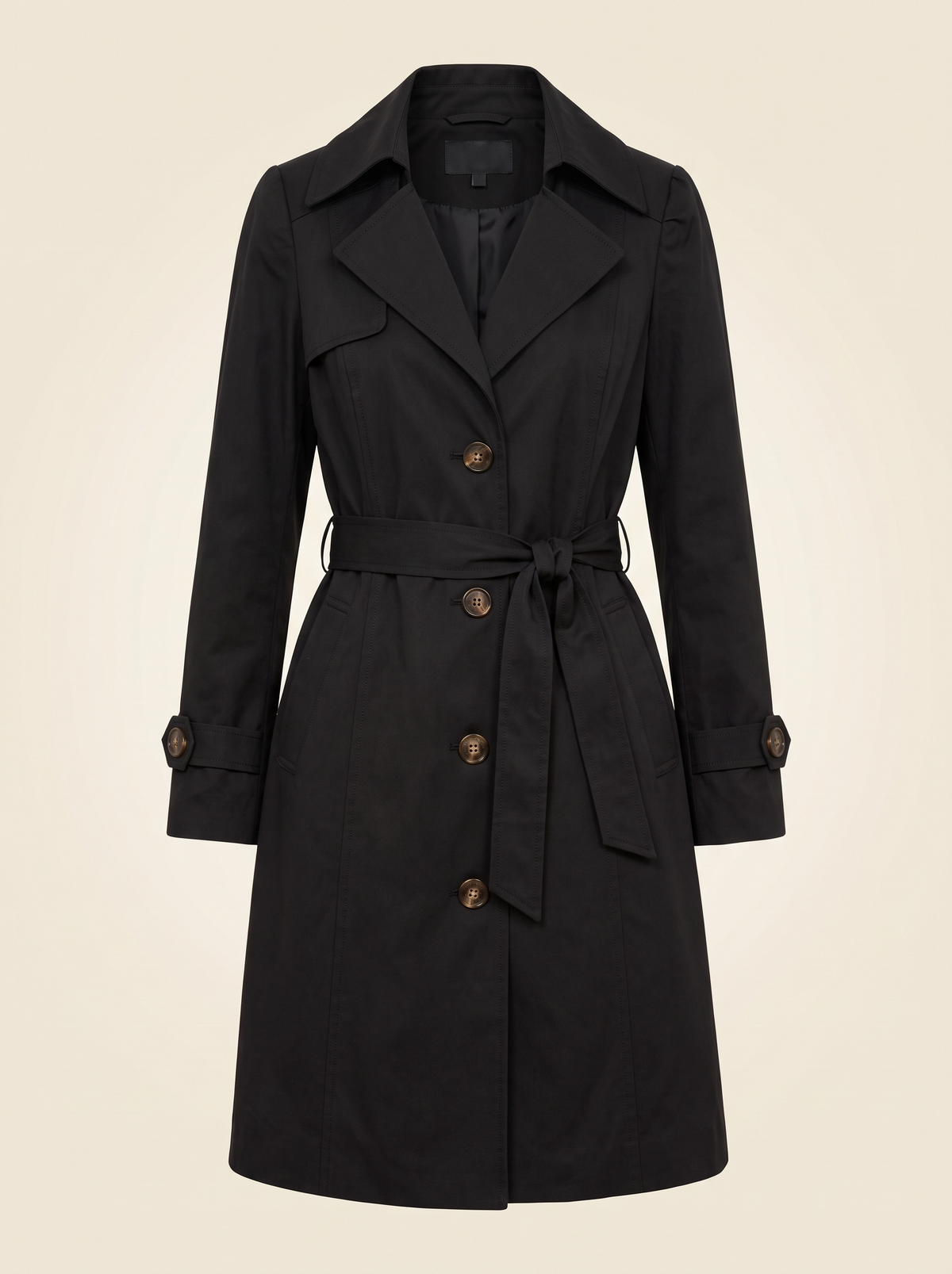 Belted Trench Coat – Black – product view